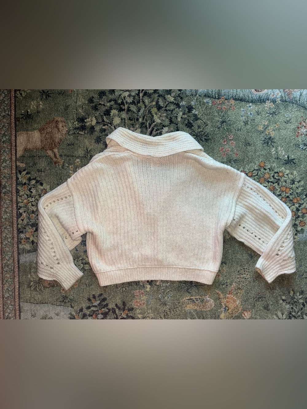 We The Free Free People Chunky Knit Cardigan Sweater Cream Ivory Toggle Shawl M - Picture 5 of 5